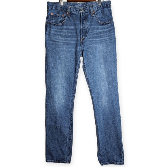 MEN'S Levis Premium Big E 501 Jeans Size W30 L32 (31)Medium Blue Wash Button Fly - Picture 2 of 16